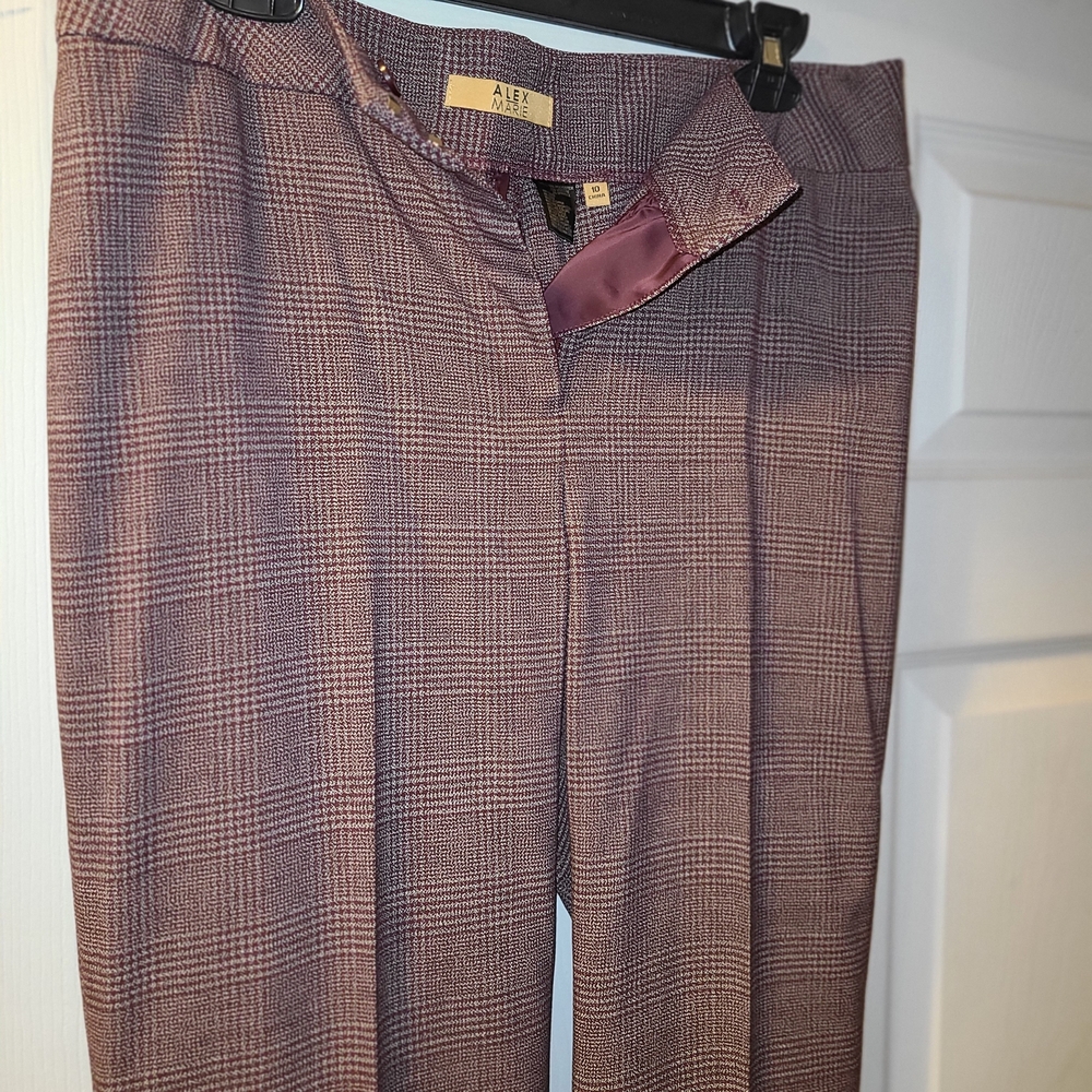 Alex Marie Purple Plaid Trousers Size 10